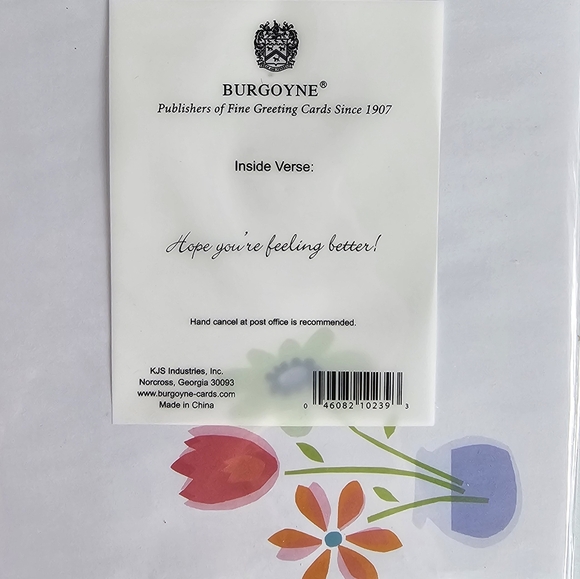 Greeting Card White w/Flowers Butterfly Coffee Tea Mug Get Well 7.5x5.5 - Picture 4 of 4